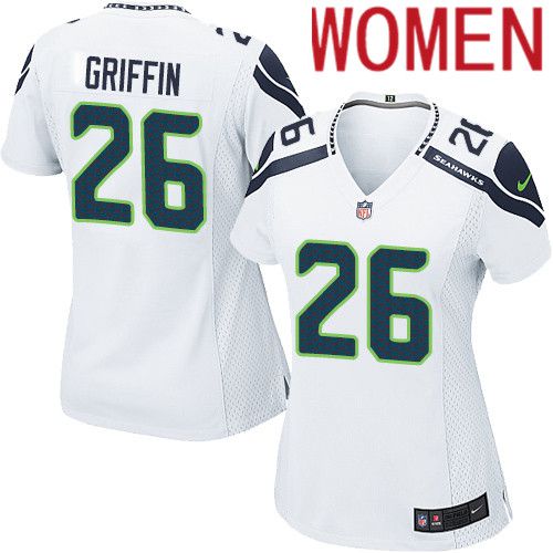 Women Seattle Seahawks #26 Shaquill Griffin Nike White Game NFL Jersey->women nfl jersey->Women Jersey